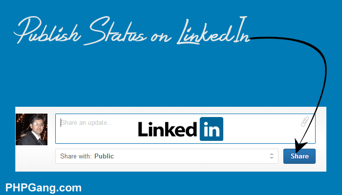 How to publish status on linkedin in PHP