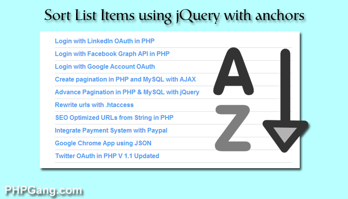 How to Sort List Items using jQuery with anchors