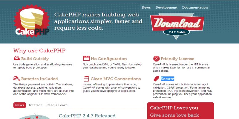 CakePHP Framework PHP