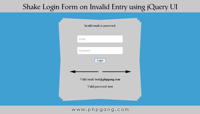 How to shake login form on invalid entry using jQuery UI