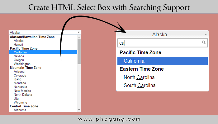 How to create HTML select box with searching support using jQuery