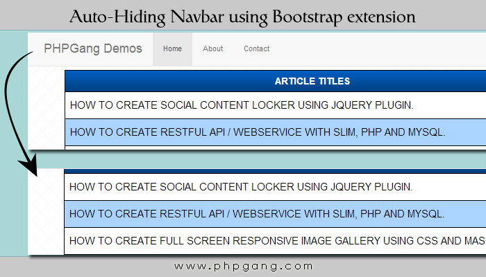 Auto-Hiding Navbar using Bootstrap extension