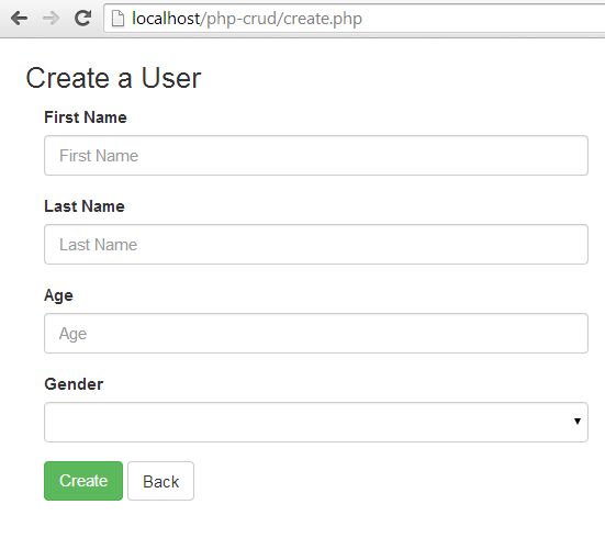 PHP CRUD Create page
