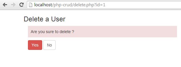 PHP CRUD Delete page