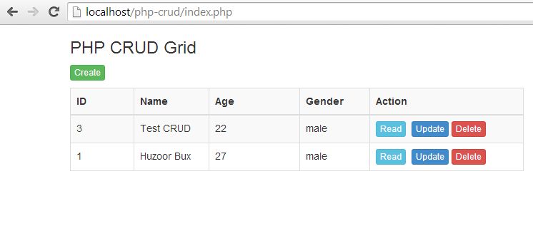 PHP CRUD Main page complete