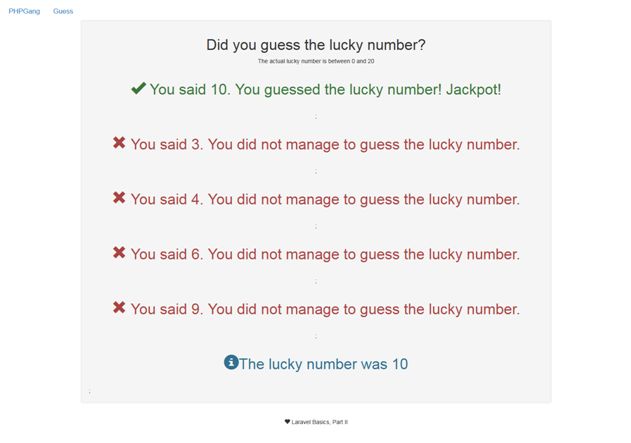 Figure 2 Guess the lucky number Laravel basics
