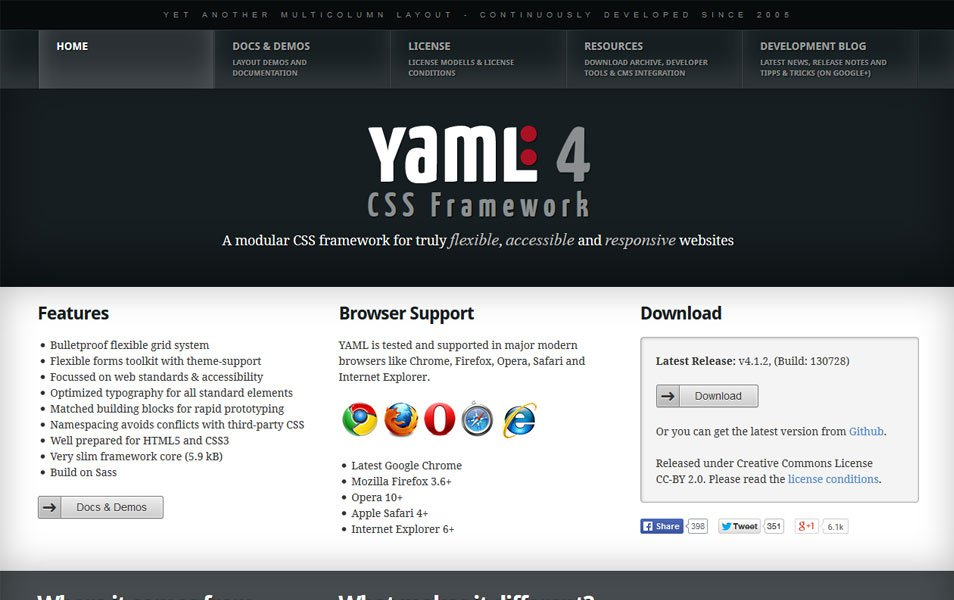 Responsive CSS Framework yaml