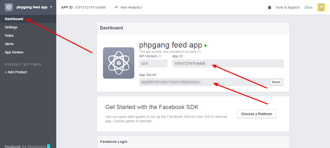 step 7 phpgang feed app Dashboard Facebook for Developers