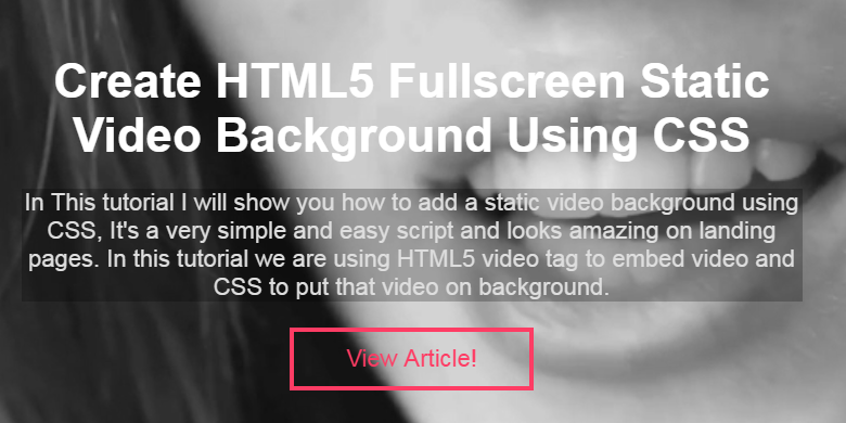 Create HTML5 Fullscreen Static Video Background Using CSS